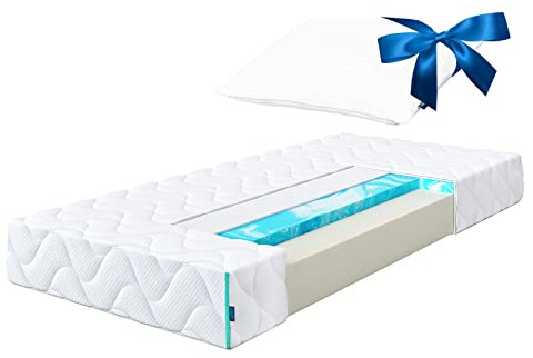 ESSENCE SLEEP Orthopädische Matratze 90x200 cm Härtegrad 3 - Höhe 20 cm aus 3 Schichten - Öko-Tex Rollmatratze mit 1 Memory Foam Kopfkissen - Schaumstoff Matratze produziert in Europa DAXO