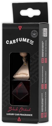 Carfume Black Orchid Car Air Freshener Original | Premium Ylang-Ylang, Sandalwood & Incense Fragrance | Luxury Unisex Red Recyclable Scented Diffuser - Odour Eliminator - Car Accessories