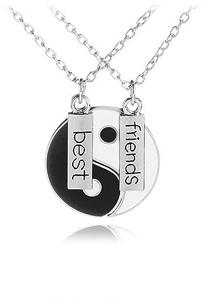 Guoguonb 2 pezzi Yin Yang Yang Yin Yang Taichi BFF coppia ciondolo collana abbinabile puzzle Best Friend collana partner gioielli collane per coppie BFF famiglia – puzzle bianco e nero, Metallo