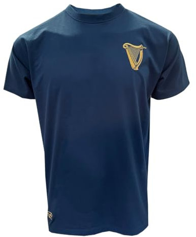 Traditionell hantverk Guinness harpa t-shirt för män Irland kortärmad flygvapen blå vintage etikett, BLÅ, M