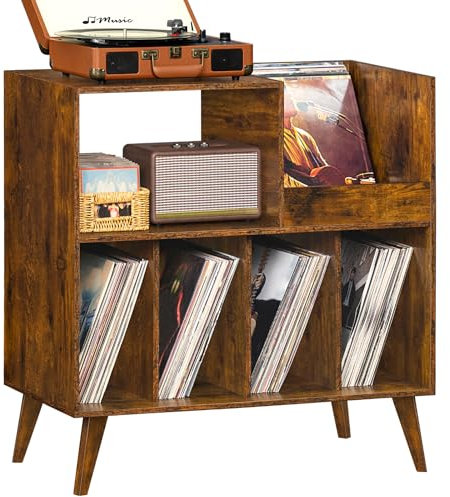 Großer Plattenständer mit Aufbewahrung,Plattenspieler-Ständer mit Ablage,Vinylplatten-Halterung mit Präsentationsfläche,Plattenständer für bis zu 300 Alben, Plattenregal für Musikzimmer und Wohnzimmer