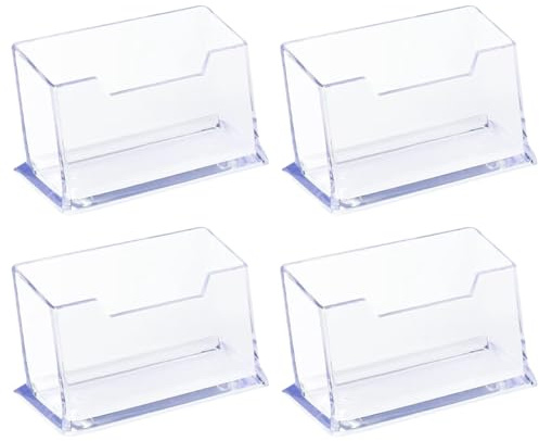 VYIBPDY 4 Pezzi Porta Biglietti da Visita,Biglietti da Visita Acrilico Trasparente,Porta Biglietti da Visita da Tavolo e Scrivania 10 * 4.5 * 4.5cm