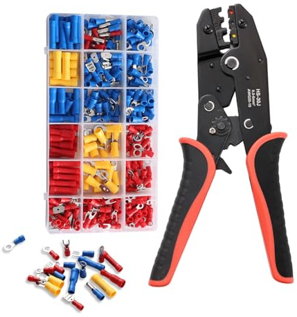 Crimptång kabelskor set med 400 st, kabelskotång presstång, elektriska kontakter, klämkontakt, sortiment för krimptång för reparation av kablar/bilar/hushållsapparater