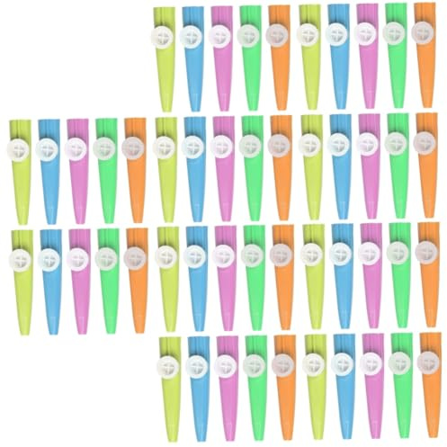 Vaguelly 50 piezas de plástico de cazo educativo Kazoo Instrumento Kazoo pequeño Kazoo para niños de 1 a 3 años Instrumentos musicales para niños de bolsillo de bolsillo juguetes musicales juguetes