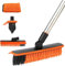2-in-1-Bodenschrubberbürste,Fugenbürste mit 146 cm langem Griff,120° drehbarer Fugenschrubber für Duschfliesen,V-förmige Eckbürste für schwer erreichbare Bereiche (orange)
