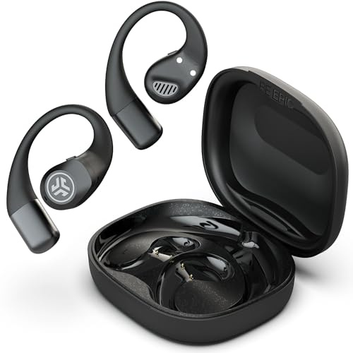 JLab Epic Open Sport Earbuds, Black, Wireless Open-Ear Audio Freedom Effortless Fit, Safe Listening, Bluetooth Multipoint, Customize with the App