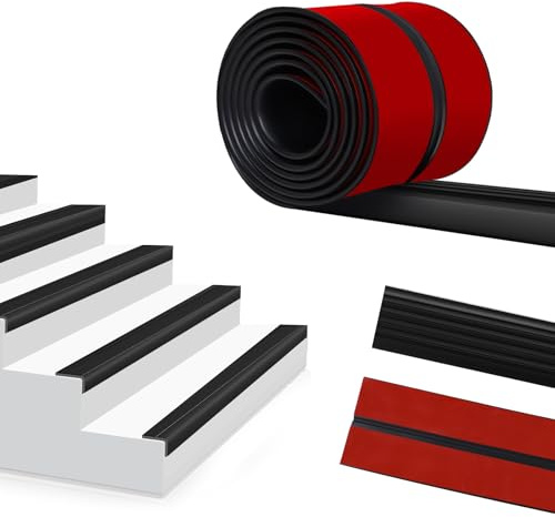 Storystore Stair Anti-Slip Nosing, 3 Meters Self Adhesive Stair Nosing Edge Trim Non Slip Flexible PVC Stair Treads Staircase Step Edge Trim Protector for Outdoor & Indoor Use (Black)