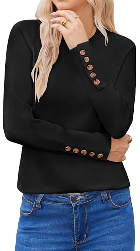 Hotouch Maglioni Donna Invernali Maglioncino Elegante Invernale Maglione Collo Rotondo Maglia Basic Pullover Morbido Sweater Nero M