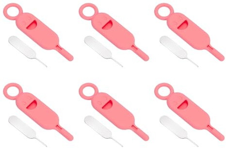 PATIKIL Herramienta de extracción de soporte de tarjeta SIM, 6 pines de tarjeta SIM, abridor de agujas, bandeja de expulsión, pines de expulsión para teléfonos celulares, tabletas, routers, color rojo