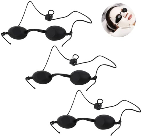 Zerquell 3 Piezas Gafas de Solarium, Ajustables Gafas de Protección UV Solar, Gafas de Protección LED para Terapia Láser, Depilación IPL, Clínicas de Belleza, Solarium (Negro)