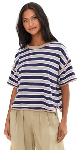 Free People, Womens, We The Free Clean Rugby Tee, Navy Combo, Medium