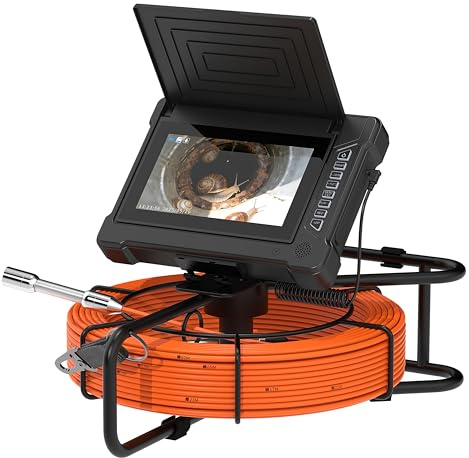 ESANHAO Telecamera ispezione tubi 20/30 metri con DVR Telecamera per Ispezione Tubi Fognature, 12 Luci Led Regolabili, Scheda da 32GB inclusa (20M)