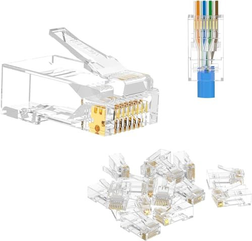 VCE RJ45 Stecker Cat6 Netzwerkstecker für Cat6 Verlegekabel RJ45 Crimpstecker Gerade 50 Stück