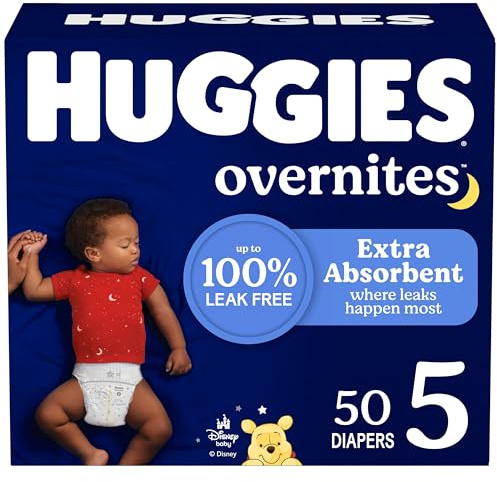 Huggies Overnites Size 5 Overnight Diapers (27+ lbs), 50 Ct, Packaging May Vary