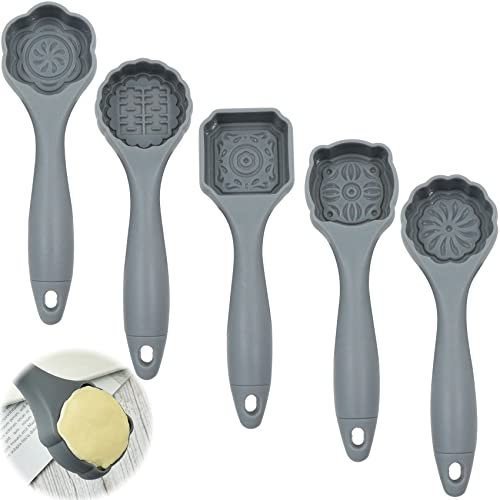 Mooncake Stampo Torta Luna Biscotto - Può Fare Dolci Tradizionali Cinesi Della e Pasticcini, Cottura Set Stampi Attrezzi fai da te, Pasticceria, Compleanno, Zucca, Motivo Floreale, Cinque Pezzi