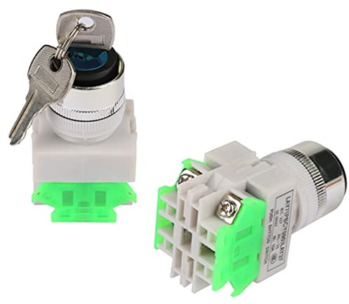 22 Mm Schlüsselschalter, 220 V 5 A Schalter, 1 AUS 2 EIN 3-Positionen-Tastschalter für die Stromversorgung Tasten und Anzeigen