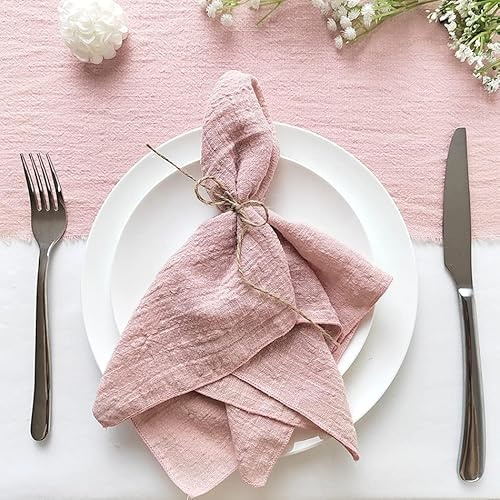 Ganekihedy 10pcs servilletas de Gasa de crepé, Rizo de Gasa de algodón, 40x40 cm, decoración de Bodas, Uso Diario, servilletas paños de Cocina(Pink)