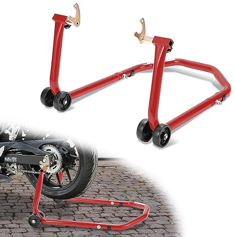Izrielar Cavalletto posteriore per moto, supporto di montaggio, rosso, portata fino a 300 kg per supporto, larghezza regolabile
