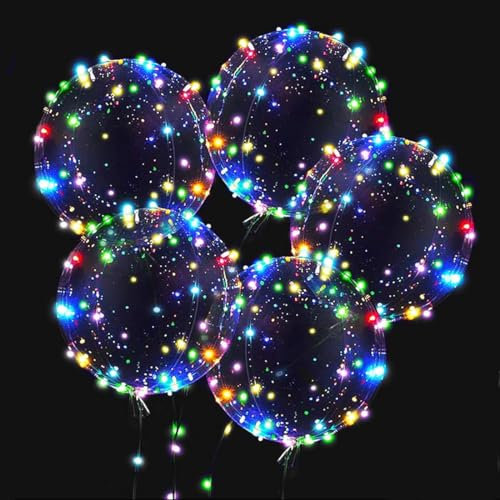 10 Stück Leuchtende Luftballons, 20 Zoll Helium Ballons LED Luftballons mit 3m Lichterketten,Bobo Luftballons für Party Hochzeit Deko Valentinstag (Bunt)