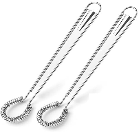 Tinkber 2 Pezzi Fruste da Cucina a Spirale, Mini Fruste a Spirale Manuale in Acciaio Inossidabile, per Mescolare Uova, Panna, Latte, Caffè