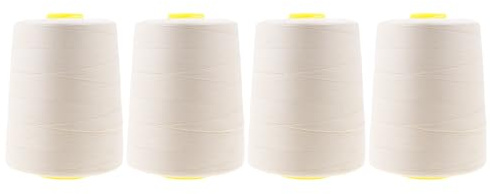 Mandala Crafts 4 Pack of Serger Threads Cones Spools - 20S/2 24000 Yards Polyester Ivory Threads for Sergers Machine and Overlock Quilting Sewing Machine