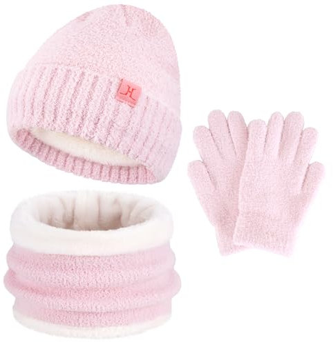 ZASFOU Kinder Winter Mütze Loop Schal Handschuhe Set 4 5 6 7 8 Jahre Kleinkinder Thermo Wintermütze Beanie Schlauchschal Mützen Geschenk für Jungen Mädchen