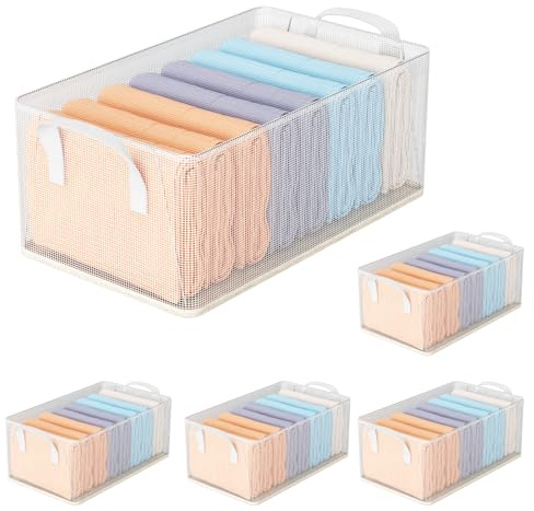 Gratuipolmep 5 Pezzi Organizzatore per Armadio, Organizer Cassetti, Scatole di Stoccaggio Pieghevoli, Organizer Armadio con Manico per Jeans, per Trucchi, Scrivania, Bagno, Ufficio