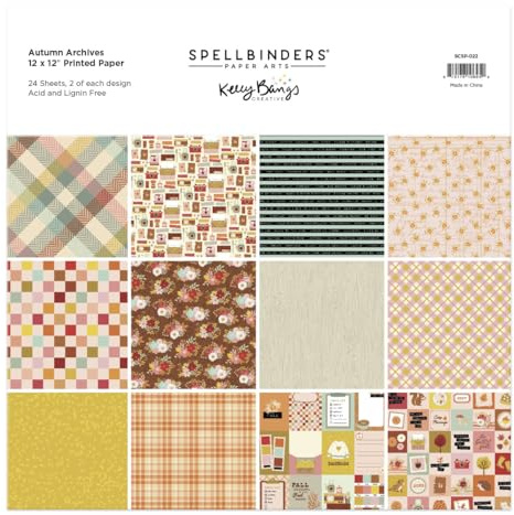 Spellbinders SCSP-022 Autumn Archives 12x12 Printed Paper from The Autumn Archives Collection by Kelly Bangs