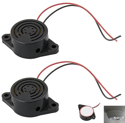 2 st elektronisk piezo-summer, 12 V, kontinuerlig ljudsummer, DC 3–24 V, ljudsignal 100 dB vattentät hög intensitet, säkerhetslarm för bil, motorcykel, industrisystem, utomhus, (svart)