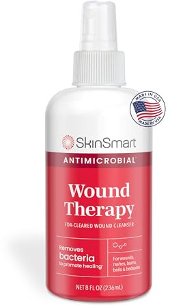 SkinSmart Antimicrobial Wound Therapy, Hypochlorous Acid Safely Removes Bacteria so Wounds Can Heal, 8 Ounce Clear Spray
