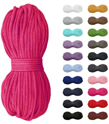 Slantastoffe 5 m di cordoncino di cotone 5 mm, cordoncino, sacca da ginnastica, 21 colori (rosa)