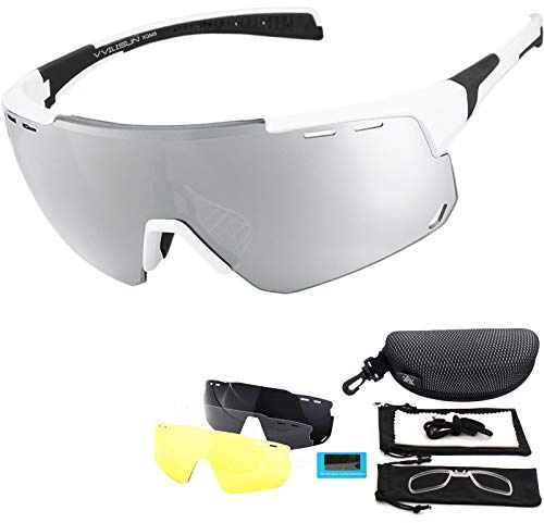 V VILISUN Occhiali Sportivi Polarizzati Protezione UV400 con 4 Lenti Intercambiabili Occhiali da Ciclismo Donna Uomo per Sport all'Aria Aperta Corsa Pesca Golf