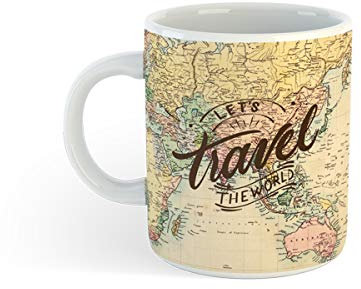 I-TOTAL - Taza de cerámica para café o té de 300 ml para uso doméstico/Taza de café (Maps)
