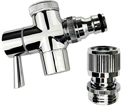 Brass Faucet Diverter Valve with Quick Connection, Faucet Diverter Valve From Sink To Garden Hose/Shower Hose, Washing Machine/Dishwasher,for Bathroom/Kitchen (chrome)