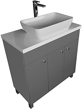 paplinskimoebel - Meuble Salle de Bain 80 cm IGA Sink, Lavabo Salle de Bain avec Meuble Complet, Vasque a Poser Lavabo, Evier Toilette - Lave Main Autonome Graphite