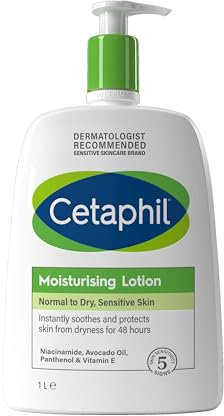 Cetaphil Face & Body Moisturiser, 1L, Moisturising Lotion For Normal To Dry, Sensitive Skin, With Niacinamide & Vitamin E, Packaging May Vary