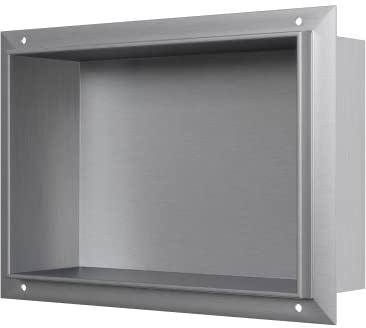 BERNSTEIN® nicchia da parete in acciaio inox - BS203010 - nicchia per doccia, nicchia per bagno - senza bordo - 20 x 30 x 10 cm - colore: acciaio spazzolato - inossidabile