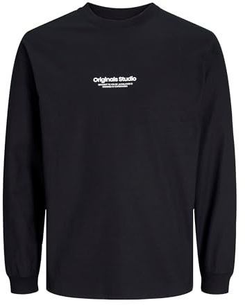 Jack & Jones JORVESTERBRO T-Shirt LS Crew Neck, Noir, XL