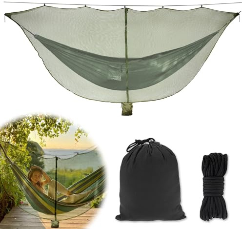 Casenly Hammock Mosquito Net, Camping Hammock Net, 360 Degree Protection, Polyester Net with Double-Sided Zip, Lightweight Travel Camping, Hammock, Insect Net for Hiking, Travel, Outdoor