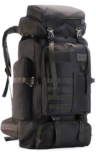 DXIA 新品 Mochilas Senderismo, 80L Mochilas de Marcha, Mochilas Impermeables para Viajes al Aire Libre, Grandes Mochila Senderismo Ligera, para Camping, Senderismo y Viajes (Negro)