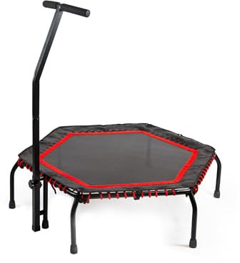 Leiv Hexagon Fitness-Trampolin für Zuhause: Dein Sprung in EIN effektives und spaßiges Training - Mit höhenverstellbarer Haltestange