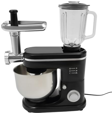 HarBin-Star - Robot de cuisine multifonction 1500 W, malaxeur, hachoir à viande, presse-agrumes 1,5 l, bol en acier inoxydable 6 l, mélangeur 6 étapes