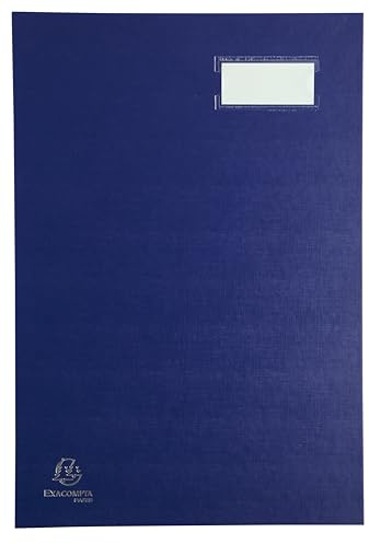 Exacompta - Ref. 57022E - kartong med 8 styrskärmar - bälgsrygg på canvas - etiketthållare - laminerat omslag - 20 rosa kortfack med 3 perforeringar - 24 x 35 cm - blå