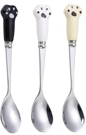UYRVAPE 3pcs Cucchiaini Gatto Caffe, Cucchiaino da caffè in Acciaio artigli di gatto Inossidabile, Cucchiaini da caffè Particolari, Cucchiaio da Dolci Gelato per Mescolare tè Zucchero