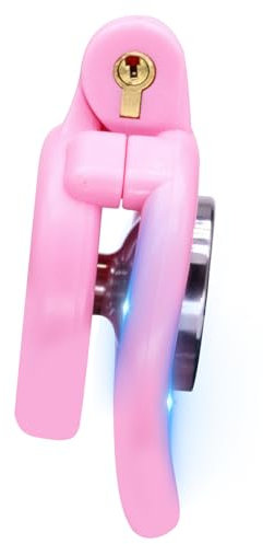 ABS Atmungsaktiver Cockcage mit 4 Hodenringe, Flach Chastity Cage Männer Set, Ergonomisches Design, Keuschheitskäfig Herren SM Fetisch Unsichtbares Schließsystem (Pink,Negative-Cover)