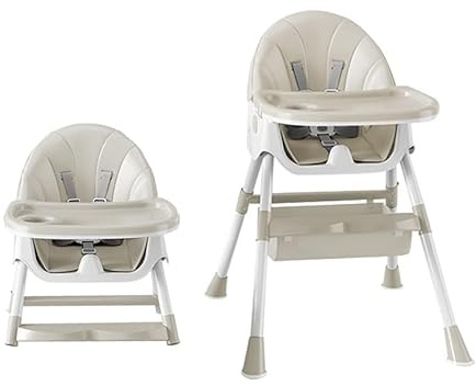 Chaise Haute Bébé Evolutive Pliable Chaise Haute 4 en 1, Double Plateau Détachable avec 4 Angles d'Inclinaison, Transat Inclinable Enfant Chaise avec Roues Universelles
