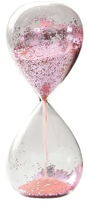 INACMWIH Clessidra in Vetro con Glitter, Timer a Sabbia per la Casa, Ufficio e Famiglia, Rosa, 12x5 cm