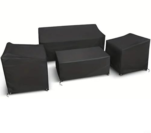Fundas para muebles de jardín, paquete de 4, tela Oxford 420D resistente, impermeables y resistentes al viento, con correas ajustables para sillas de exterior, sofá, mesa, protección contra lluvia