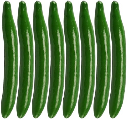 OSOLADY 8pcs Lightweight Lifelike Simulated Cucumber Models Made of Foam for Showcase Display Props and Movie Decoration in Hotels, Realistic Green Artificial Vegetables