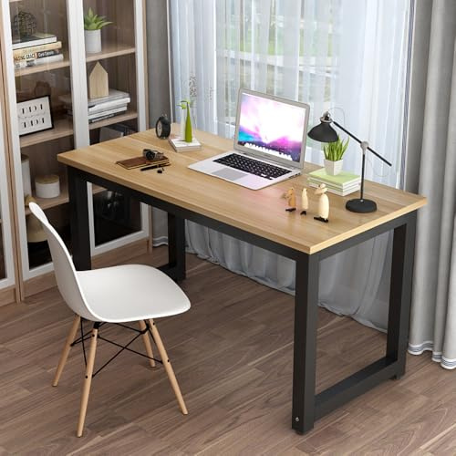 LevalCraft 120cm Wood Top Computer Desk, Heavy Duty U-Shape Metal Frame Work Table, Easy Assembly Multi-Purpose Study Writing Desk for Bedroom Lounge Home Office (120 x 60 x 74 cm)